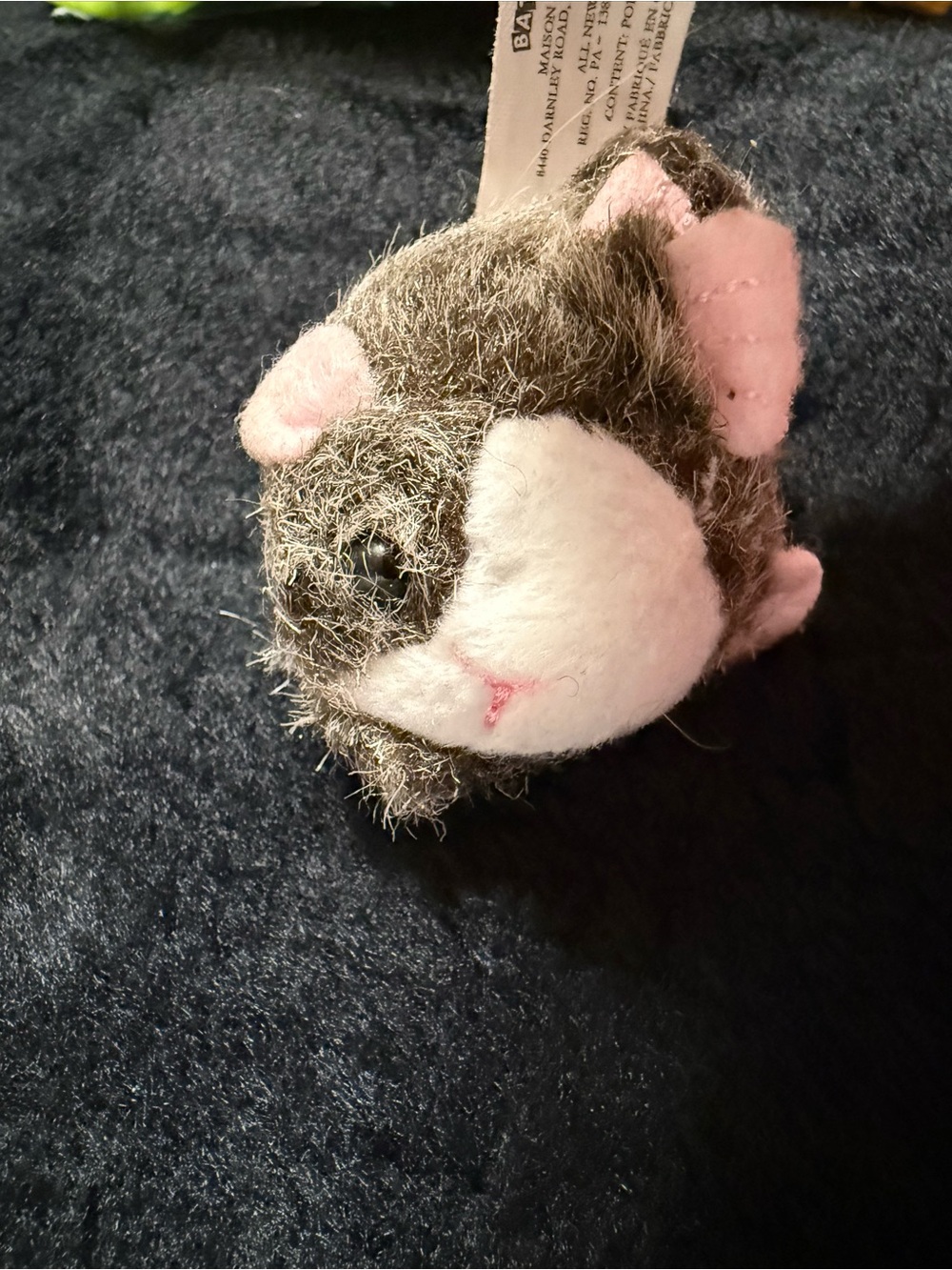 💖4/$25- Battat Mini Hamster Plush Gray White Pink Bean Bag Stuffed Animal